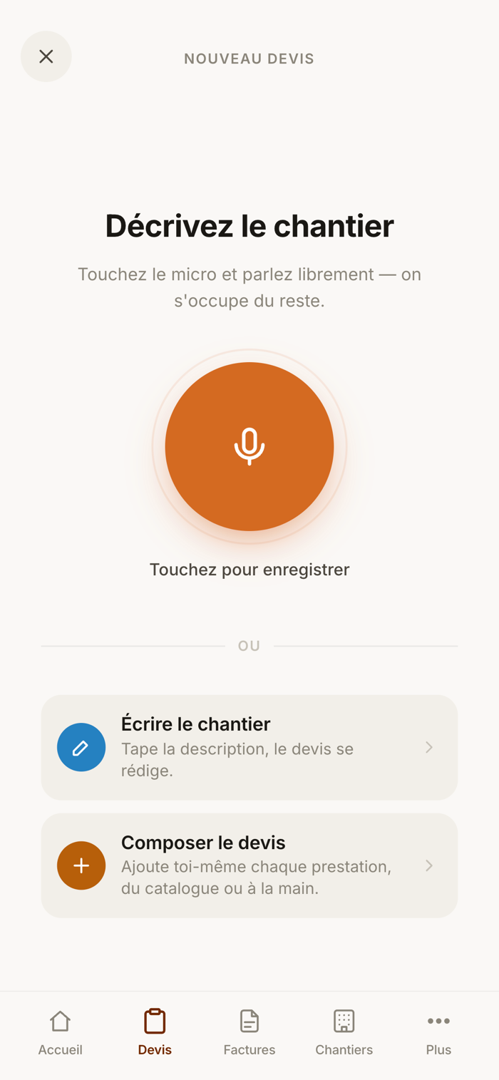 Créer un devis à la voix