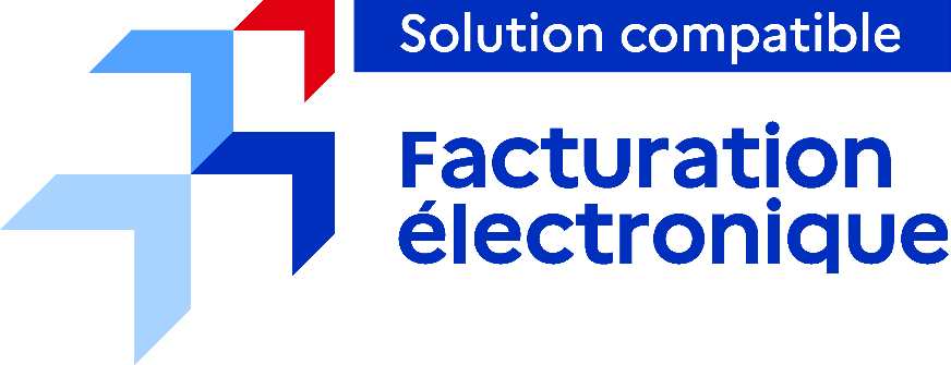 Official "Compatible Solution — Electronic Invoicing" label issued by the French Directorate General of Public Finances